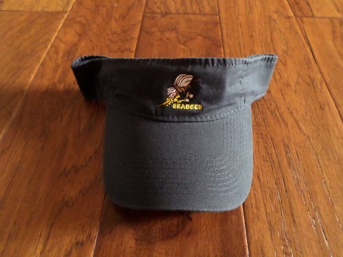 U.S NAVY SEABEES SUN VISOR CAP BLUE HAT WITH EMBROIDERED SEABEES - Picture 5 of 12
