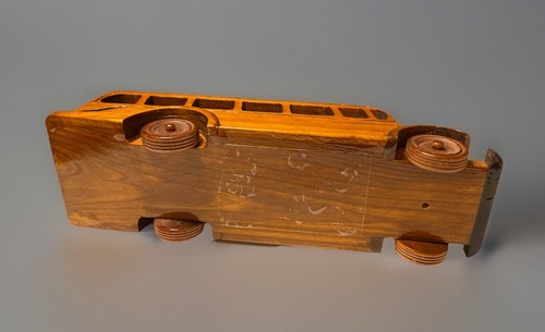 Large 12” Hand Made Wooden 1940’s City Bus Decorative Toy - Picture 8 of 8
