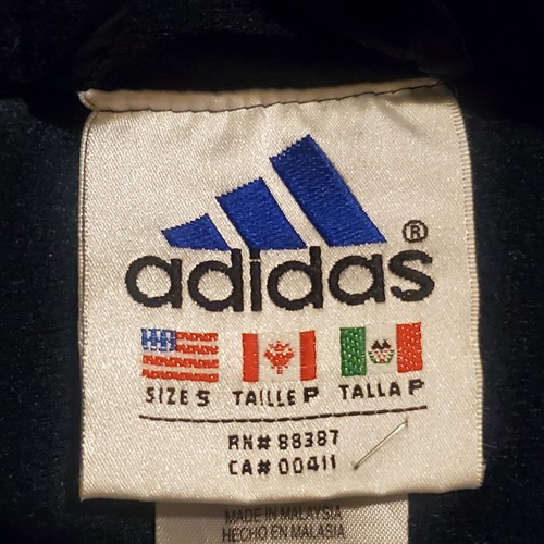 Vintage Adidas schwerer Wintermantel Parka warm wattiert Kapuze Damen klein navy blau - Bild 9 von 10