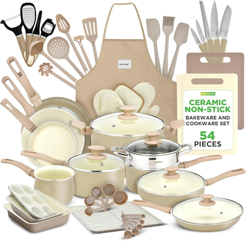 Nutrichef 54-Piece Marble Non-Stick Cookware and Bakeware Set, Professional Home - Picture 8 of 12