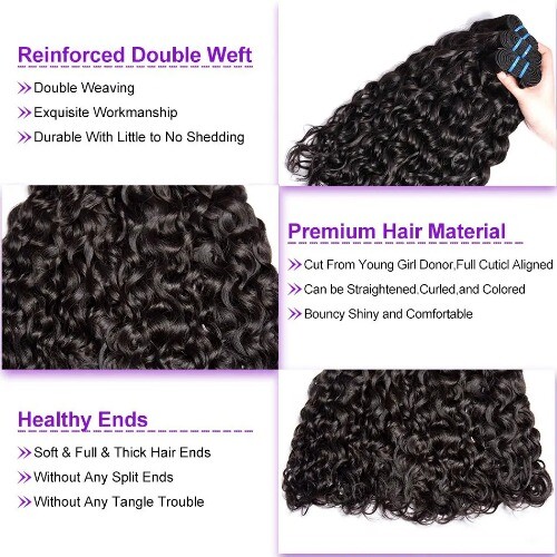 Paquetes brasileños de ondas de agua paquetes de cabello humano 1/3 piezas cabello Remy onda de agua cabello - Imagen 11 de 15