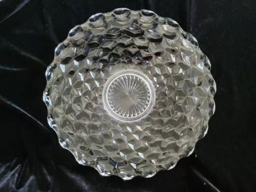 Fostoria American Torte Platter 14” Clear Diamonds Cubes Plate #2056