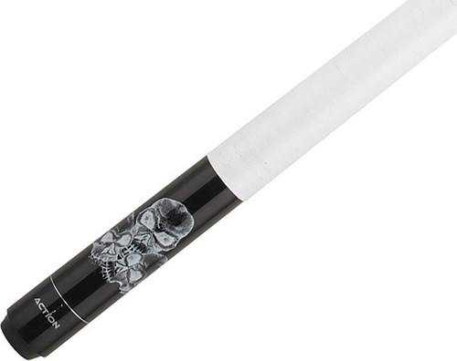 Taco de billar Action ADV62 negro con calaveras apiladas blancas y envoltura blanca - Imagen 2 de 2