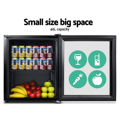 Devanti 46L Glass Door Bar Fridge Mini Countertop Freezer Fridges Bottle Cooler - Picture 3 of 7