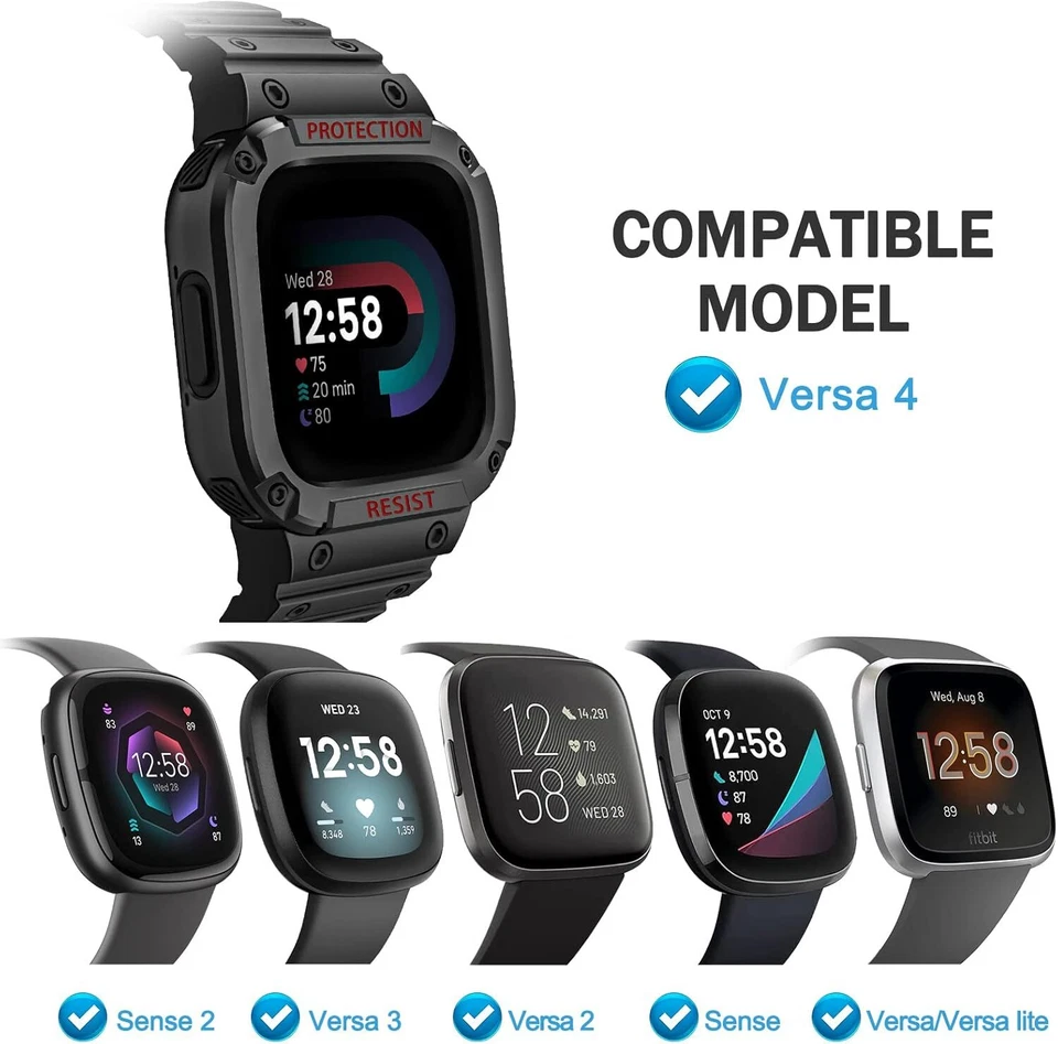 Pulseiras com estojo para Fitbit Versa 4/3/2/1/Versa Lite/Sense 2 alça esportiva robusta - Imagem 2 de 4