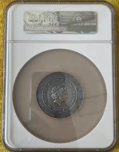 NGC MS70 FR Ghana 2022 Year of Tiger Coin 50g 5 Cedis - Picture 2 of 2