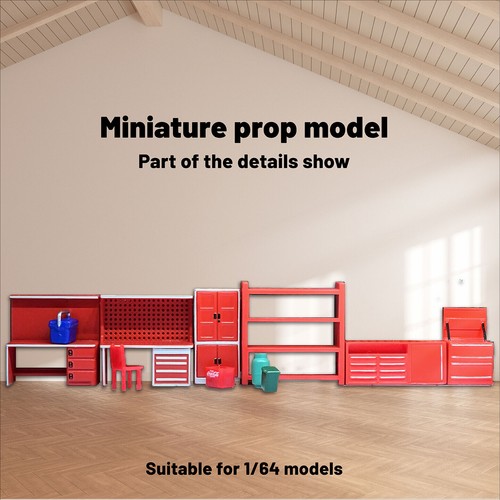 Diorama 1/64 Diecast Car Garage Props Model Set Car Repair Workshop Scene Models - Picture 7 of 44