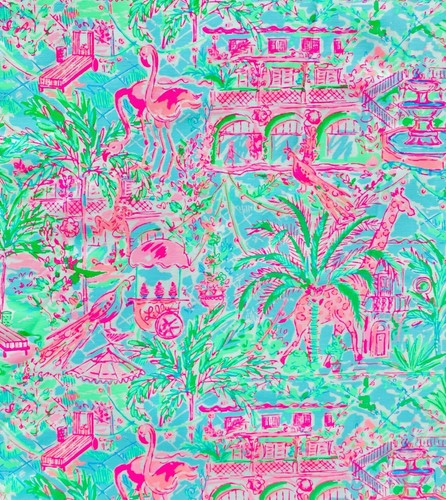 ~Lilly Pulitzer fabric Cotton poplin- Pink Spotted 18”x 28”# 59