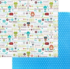 My Mind's Eye, Lil Robots Collection, 2 x 12" Cardstock, Robots, Fun Times. Dots