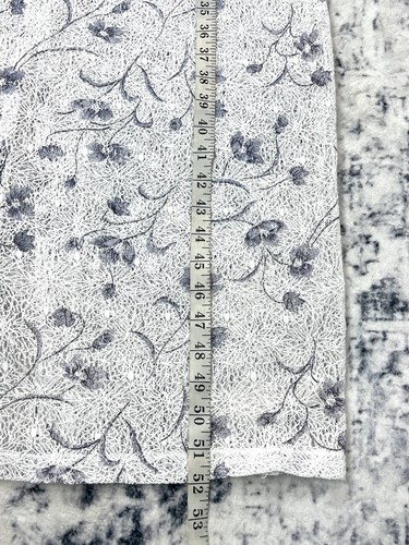 Unbranded Womens Dress 10 White Linen Blue Floral Mesh Pencil Midi Elegant Boho - Bild 12 von 12