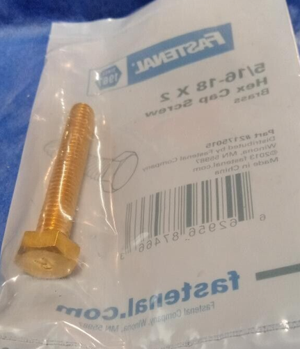 5/16-18 x 2 inch Hex Cap Screw Brass Finish 1 Qty Going Nuts D5b - Picture 2 of 2