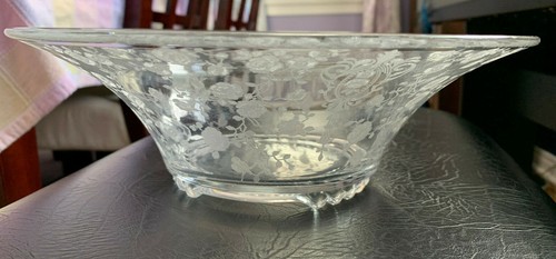Vintage Cambridge Rose Point Crystal Flared Edge Serving Dish,10.5" Diameter - Picture 2 of 3