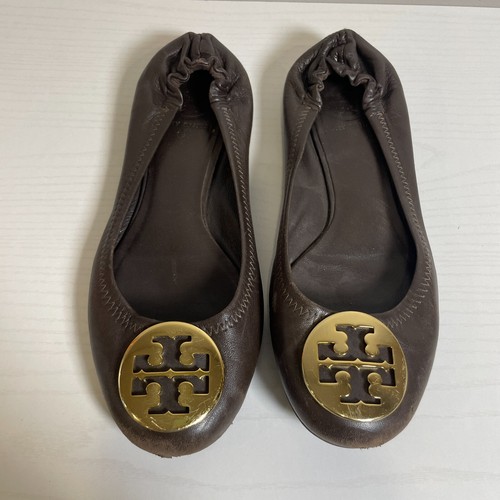 Tory Burch Minnie dunkelbraune Leder Ballerinas Schuhe Größe 7,5 M Slipper - Bild 3 von 10