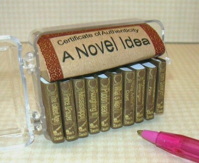 DOLLHOUSE 1//12 Set of 10 Black Books Miniature /"Novel Idea/" Steinbeck Titles