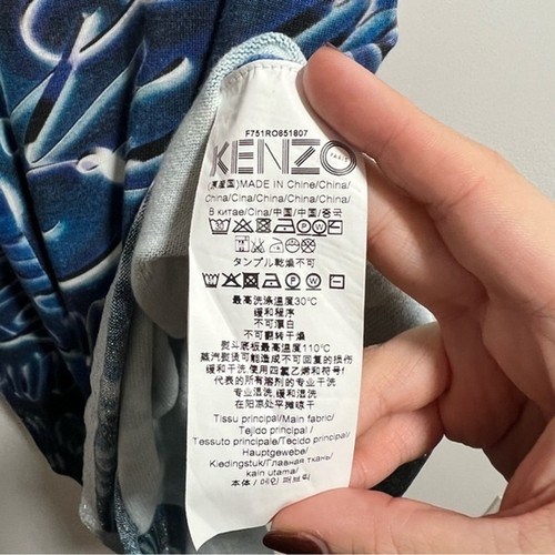 KENZO Blue Knit Graffiti Typography A Line Dress SIZE M - Picture 6 of 8
