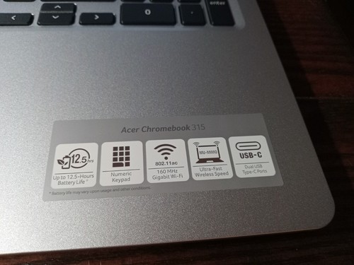 Acer Chromebook 315 15.6'' (64GB eMMC, Intel Celeron N4020, 1.10 GHz, 4GB, 2023) - Afbeelding 3 van 10