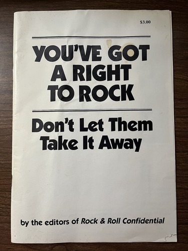 You've Got the Right to Rock, Stop Censors Brochure ~ Rock & Roll Confidential - Picture 1 of 9