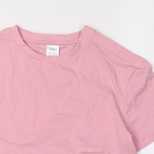 Marks and Spencer Girls Pink Cotton T-Shirt, Size 8-9 Years - Picture 8 of 12