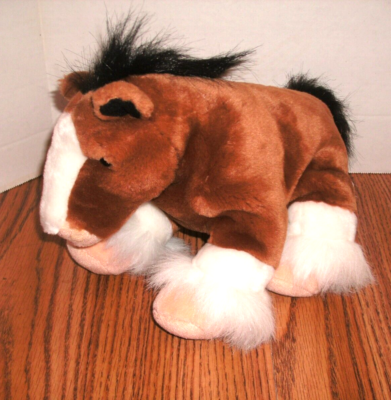 K M International Brown White Small Plush Stuff Animal Toy Clydesdale  Horse