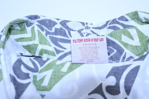 Camicia vintage Go Barefoot Hawaiian Button XL Made USA Hawaii 1/4 piumino Aloha Tribal - Foto 18 di 20