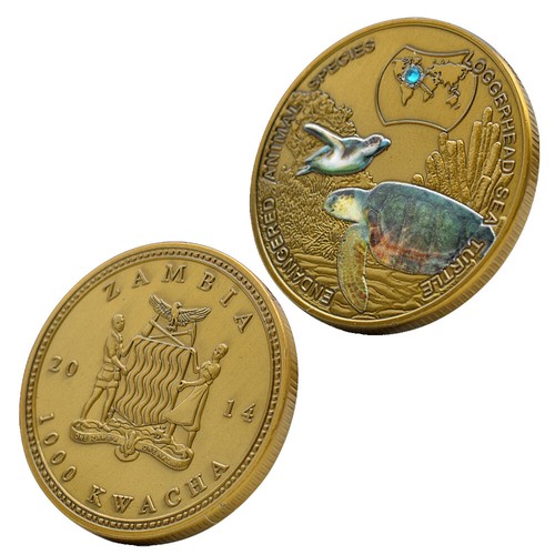 12pcs/set Endangered Animal Golden Challenge Coins 2014 Zambia 1000 Kwacha Medal - Picture 4 of 17
