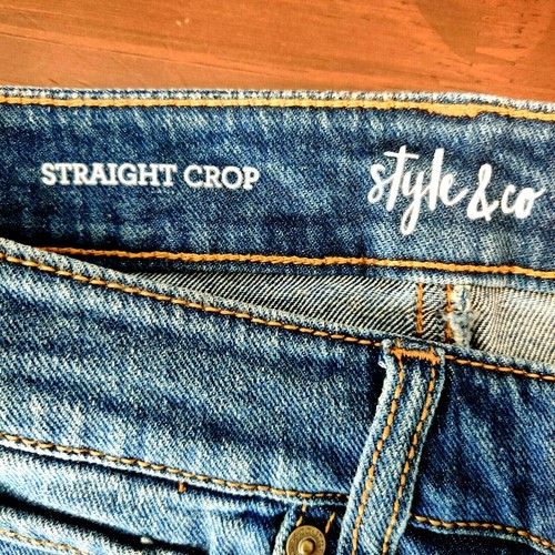 Style Co Womens Jeans Blue Medium Wash STRAIGHT CROP Stretch High Rise Size 4 - Picture 5 of 12