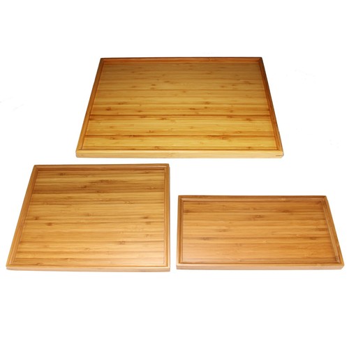 BambooMN Organic Bamboo Tray Sets - Small, Medium, Large - Picture 1 of 8