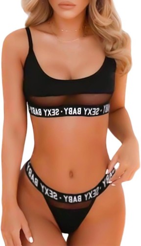 Black Bikini Thong Bikini Sets for Women, High Waisted Sexy Bikini Swim Suits - Photo 1/5