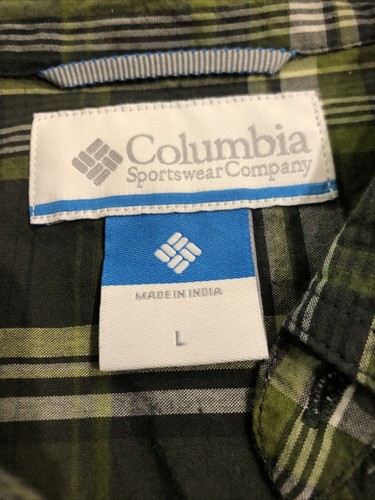 Columbia Sportsman Company Men's Large Green Plaid Long Sleeve Button Down Shirt - Picture 4 of 11