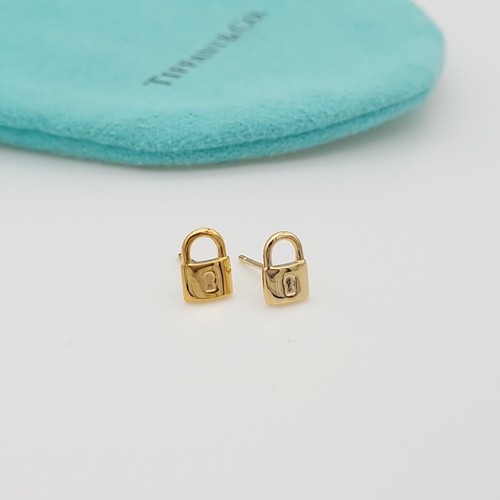 Tiffany & Co. 18k Gelbgold Love Letters Charm Lock Ohrringe OHNE Push Back - Bild 5 von 10