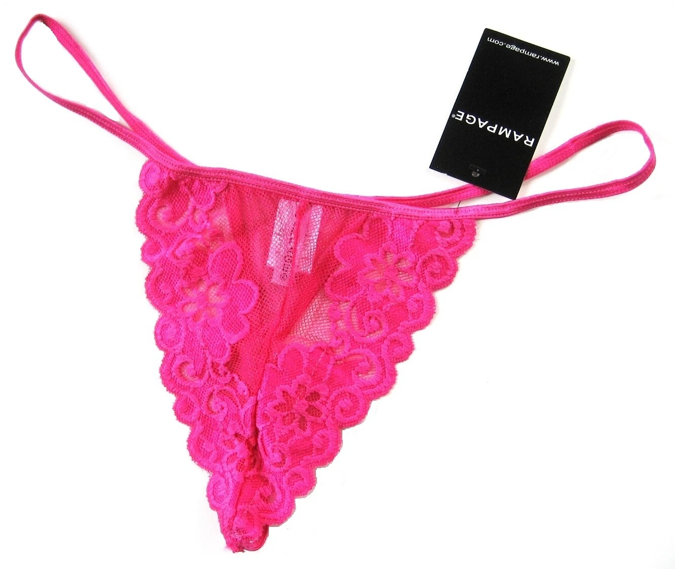 www.prominentresults.com :A0387 RAMPAGE NEW Women's Fuchsia Abundance Floral Sheer Lace Mesh G-String