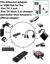 3 PORT USB HUB LAN Ethernet connector  OTG adapter for Amazon Fire Gen 2 3 4 