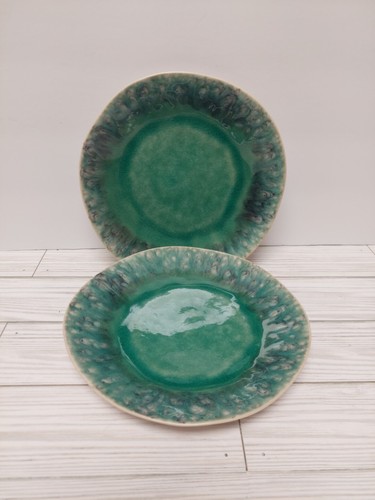 2er Set NEU Costa Nova Madeira (?) 8" Salatteller türkis Celedon Steinzeug - Bild 2 von 10