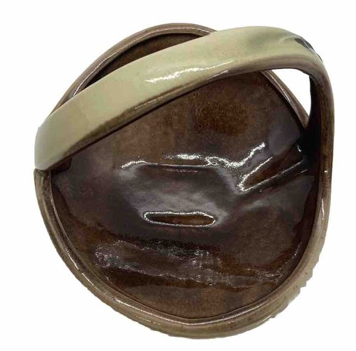 Vintage Hull Basket 8" Mid Century Modern Art Pottery Parchment Pine Cone Handle - Picture 5 of 8