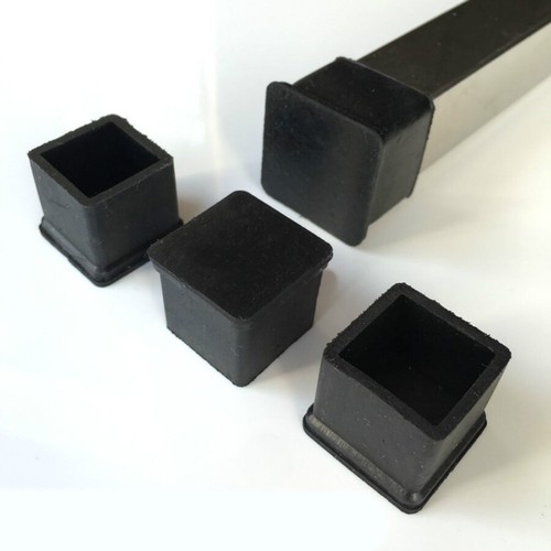 Square Black Rubber Chair Table Feet Furniture Tube Pipe Stick End Cover Caps - Picture 9 of 11