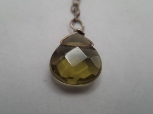 PLATA ESTERLINA (925) Pendientes colgantes piedras lágrima facetadas verde oliva - Imagen 19 de 21