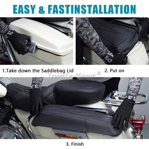 Cubierta rígida de tapa de alforja cosida a llama naranja PU para Harley Road Street Glide - Imagen 8 de 22