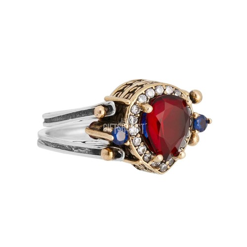 Turkish Reversible Drop Sapphire Ruby Topaz 925 Sterling Silver Ring Size Option - Picture 4 of 11