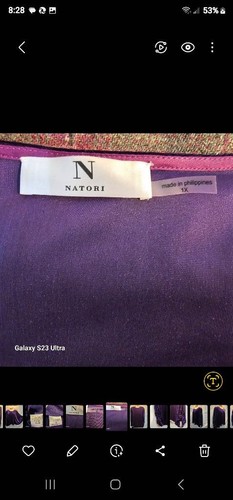 Natori Solid Velvet Shirt/Poncho/Cape Purple 1X Cape Sleeves Elasticized Cuffs - Picture 9 of 12