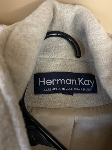Vtg Herman Kay Women’s Wool Beige Button Up Coat Front Pockets Sz XL See Details - Picture 13 of 15