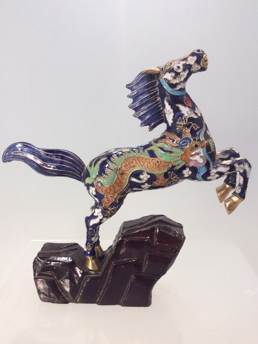 Vintage Clossione old china horse gilded with colorful dragon , filigree enamled - Picture 6 of 12