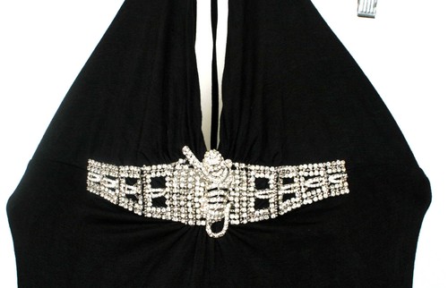 Lovestitch Youth Girls Black Strapless Jeweled Chest Tie Neck Maxi Dress Size S - Picture 3 of 8