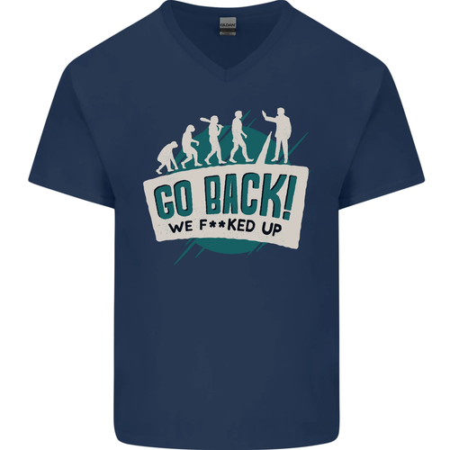 Go Back We Fooked Geschnürt Evolution Umgebung Herren V-Neck Baumwolle - Picture 40 of 43