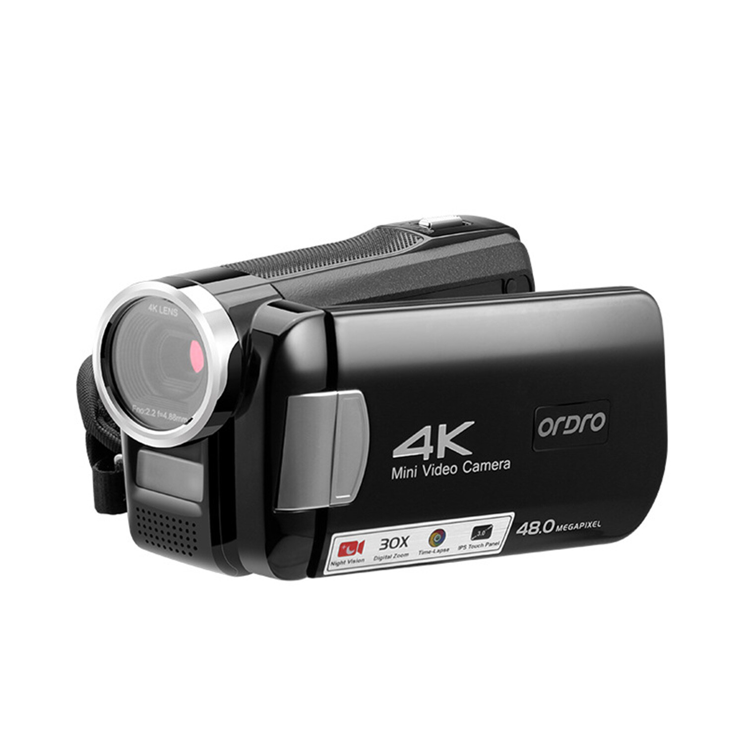 ORDRO 30X Zoom HD 4K Camcorder IR Night Vision Video Camera With 3" Touch Screen