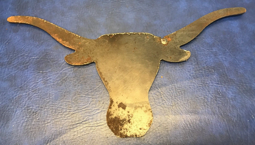 Recycled Steel Longhorn Cattle Shaped Sculpture - Picture 3 of 3