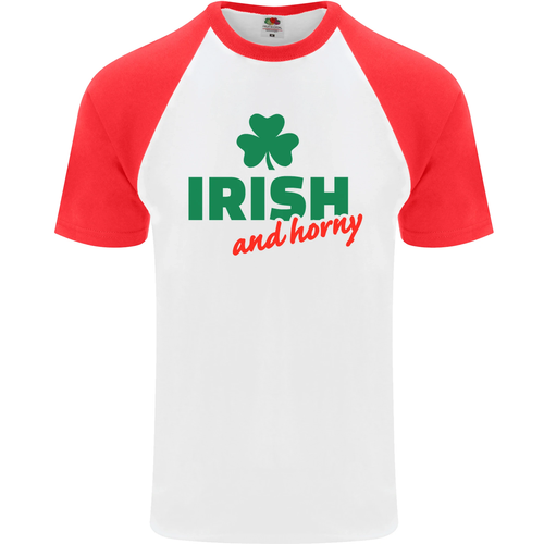 Irish and Horny St Patricks Day Mens s/S Baseball T-Shirt - Picture 4 of 50