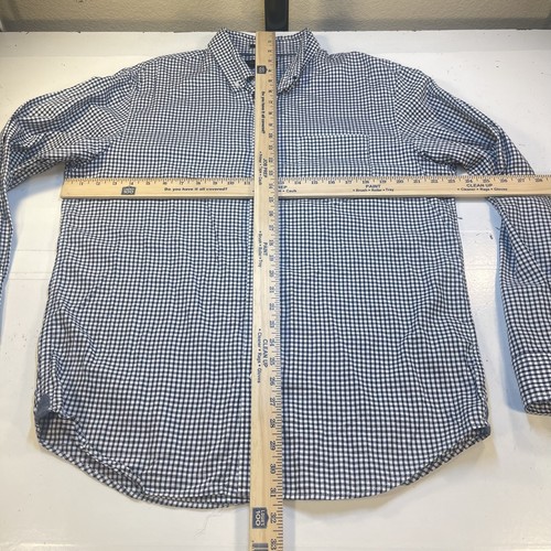 BANANA REPUBLIC OXFORD Untucked Fit BUTTON UP DRESS SHIRT Mens L Checkered - Picture 4 of 6