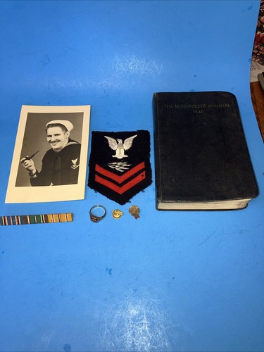 WW2 USN Anillo 14K 1/50 RGP Parche Imagen Barra Cinta Manual y Pines Llamado K.R.Tegge - Imagen 3 de 16