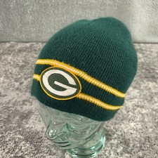 Vintage Green Bay Packers Beanie Cap Hat Mens Green Made In USA Patch Logo NFL