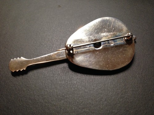 Vintage Mid Century Modern / Art Deco Sterling Silber und Malachit Mandoline Pin - Bild 4 von 8